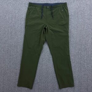 Paskho Travel Pants Mens XL Green Drawstring Zip Pocket Stretch Jogger‎ P1007